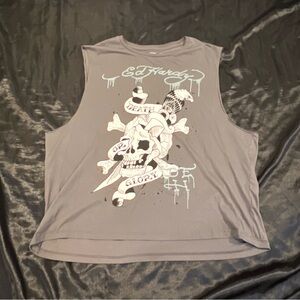 Ed Hardy Gray Graphic Tank Top